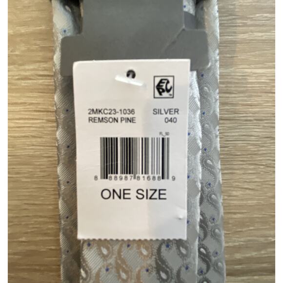 Michael Kors Men's Remson Pine Paisley Pattern 3" Tie Silver/Blue Silk Blend NEW - Picture 4 of 5